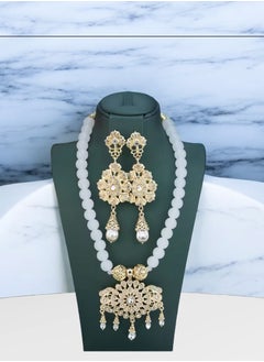 ANUM BY MUNA Exquisite Handcrafted Arabic Jewelry Set - Beaded Necklace & Long Drop Earrings  - Image 2