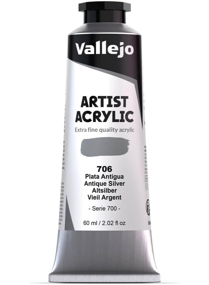 فاليجو ألوان أكريليك فنية - فضي عتيق، ألوان أكريليك معدنية عالية الصبغة، 60 مل - Image 1
