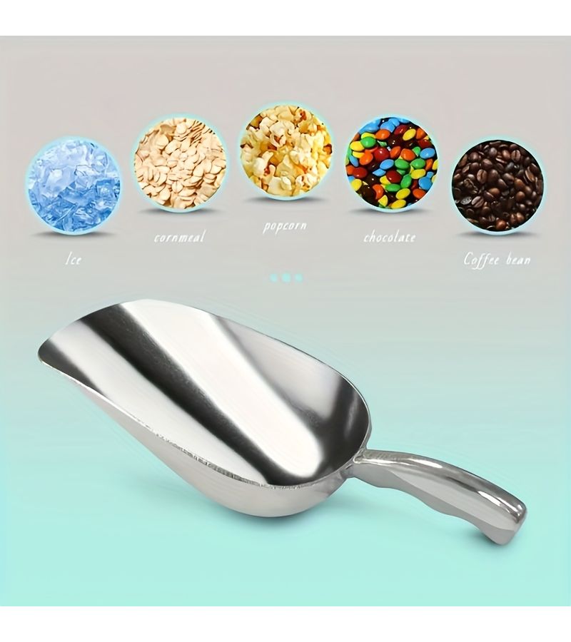 Ice Pellet Shovel Silver A Medium Supermarket Coffee Shop Round Mouth Aluminum Scoop For Flour Powder Tea Rice Multi Purpose - Image 1
