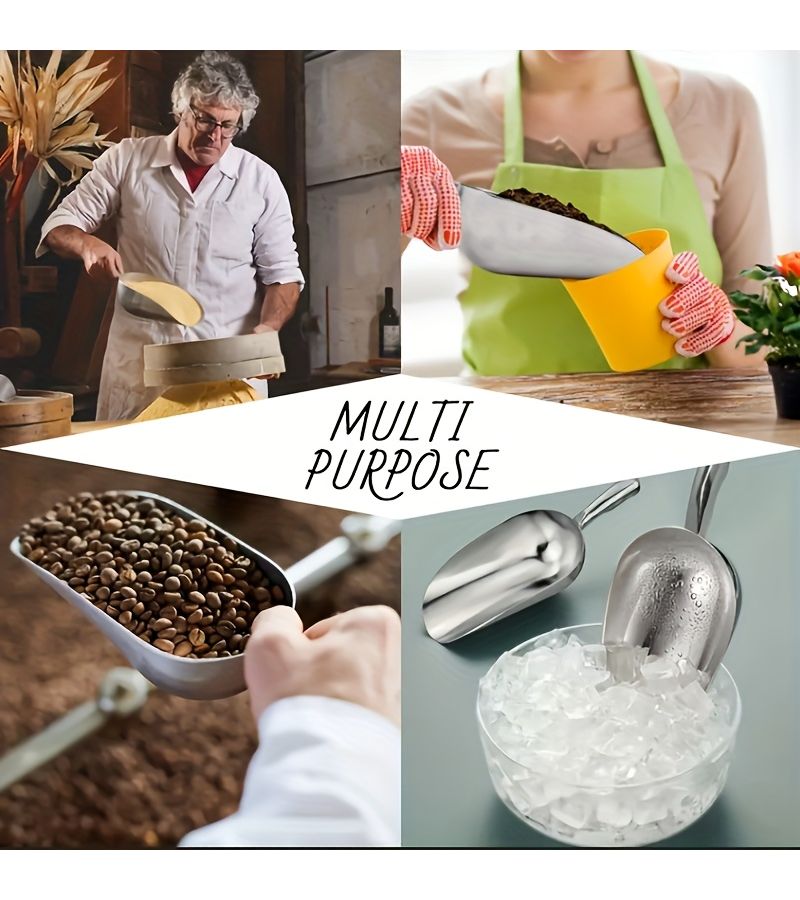 Ice Pellet Shovel Silver A Medium Supermarket Coffee Shop Round Mouth Aluminum Scoop For Flour Powder Tea Rice Multi Purpose - Image 4
