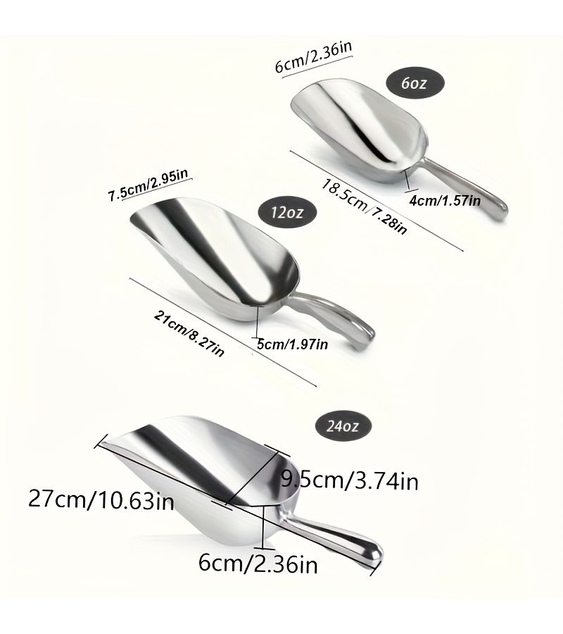 Ice Pellet Shovel Silver A Medium Supermarket Coffee Shop Round Mouth Aluminum Scoop For Flour Powder Tea Rice Multi Purpose - Image 3