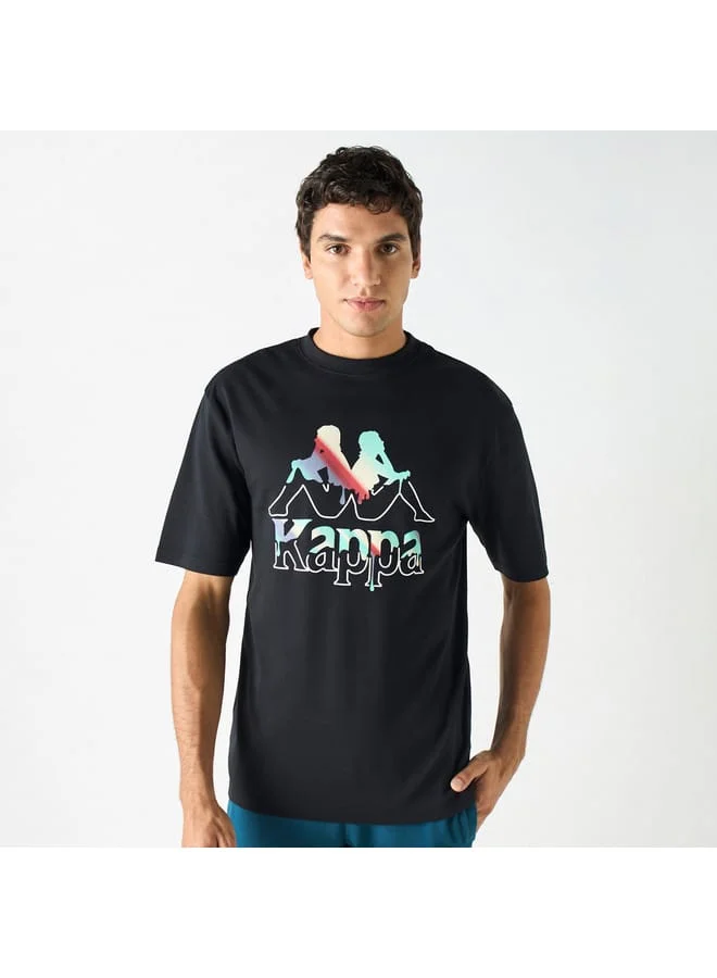 كابا Kappa Graphic Print T-shirt with Crew Neck and Short Sleeves