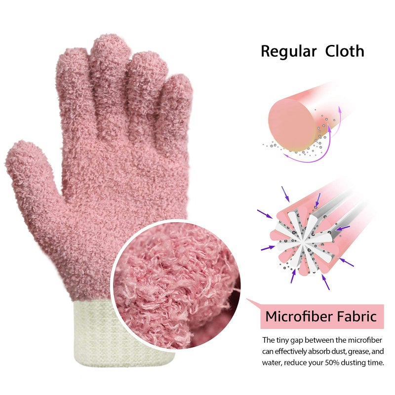 MIG4U Microfiber Dusting Gloves Washable Reusable Cleaning Mittens Gloves Kitchen House Cleaning Car Blinds Multicolor 4 Pairs L/XL - Image 3