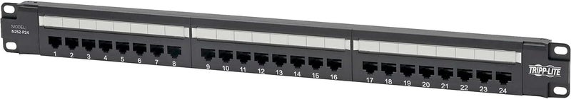TRIPPLITE لوحة توصيل إيثرنت 24 منفذ Cat6 من Eaton، RJ45، تركيب على الرف 1U، معايير الأسلاك EIA/TIA 568A/B لإنهاءات 110 وكرون، (N252-P24)، أسود - Image 1