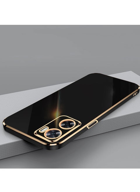 OPPO A77S 4G Black Mobile Phone Case Cover, Luxury Plating Soft Back Cover, Raised Full Camera Protection