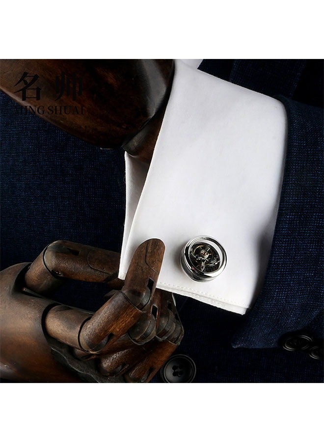 DAKS Luxury Tourbillon Cufflinks for Men – Mechanical Watch Movement Cufflinks – Rotating Stainless Steel Cufflinks – Perfect for Business, Weddings, and Formal Occasions - Image 3
