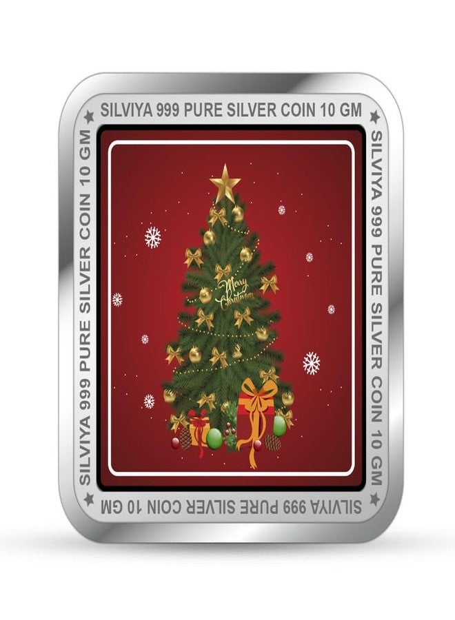 Silviya BIS Hallmarked 999 Pure Silver X-Mas Coin (10g) Square Shape - Christmas Gift - Festive Decor - Spread Holiday Cheer - With Certificate of Authenticity - Image 3