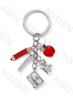 Goolsky Enamel Alloy Keychain for Teachers, Classic Apple Pencil Ruler, Good Gift, Keyring Ornament, Teacher's Day, Handmade Jewelry  - Image 3
