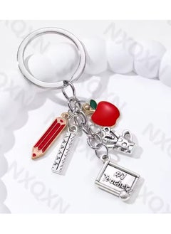 Goolsky Enamel Alloy Keychain for Teachers, Classic Apple Pencil Ruler, Good Gift, Keyring Ornament, Teacher's Day, Handmade Jewelry  - Image 5
