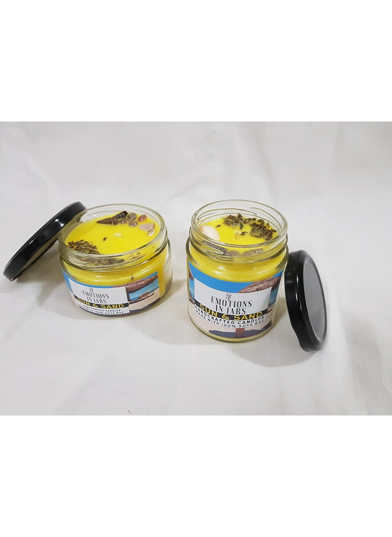 Emotions in Jars Emotions in Jars Premium Scented Organic Soy Wax Jar Sun and Sand Premium Fragrance for Home Decoration and Gifting with Burn Time 45 Hrs 
