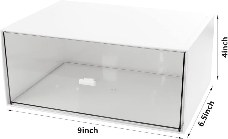 kulusion Desk Drawer Organizer, Stackable Storage Drawers, White Plastic, Ideal for Makeup Storage, Bathroom, Accessories etc Large 1 Drawer (White) - Image 3