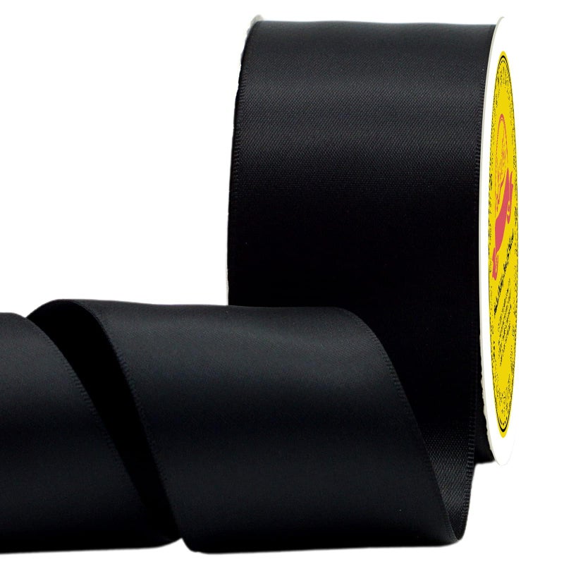 LEEQE Double Face Satin Ribbon 2 inch X 25 Yards Polyester Black Ribbon for Gift Wrapping Very Suitable for Weddings Party Hair Bow Invitation Decorations and More