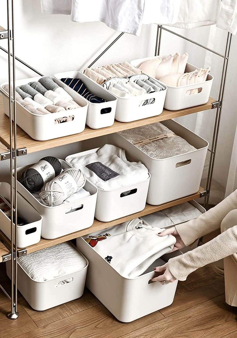 Amyup Plastic Storage Bins,Versatile Kitchen Pantry Organization and Storage,for Plastic Storage Container Under Bed,Under Sink Bathroom Organizer (1 Pack Medium, White) - Image 5