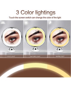 Joyelink 10X Magnifying Makeup Mirror with Lights, 3 Color Lighting, Bathroom Shower Mirror with Suction Cup, Intelligent Switch, 360 Degree Rotation, Portable for Detailed Makeup  - Image 5
