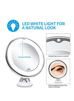 Joyelink 10X Magnifying Makeup Mirror with Lights, 3 Color Lighting, Bathroom Shower Mirror with Suction Cup, Intelligent Switch, 360 Degree Rotation, Portable for Detailed Makeup  - Image 2