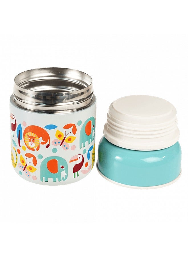 Rex London Wild Wonders Stainless Steel Food Flask – Insulated Thermos for Kids with Colorful Animal Print – Great for Hot Soup or Snacks - Image 2