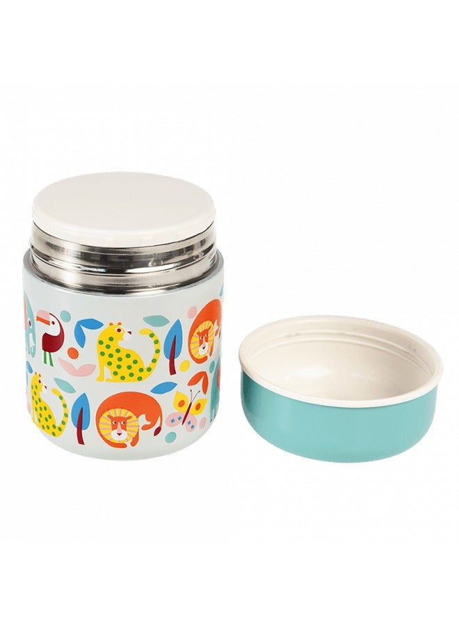 Rex London Wild Wonders Stainless Steel Food Flask – Insulated Thermos for Kids with Colorful Animal Print – Great for Hot Soup or Snacks - Image 3