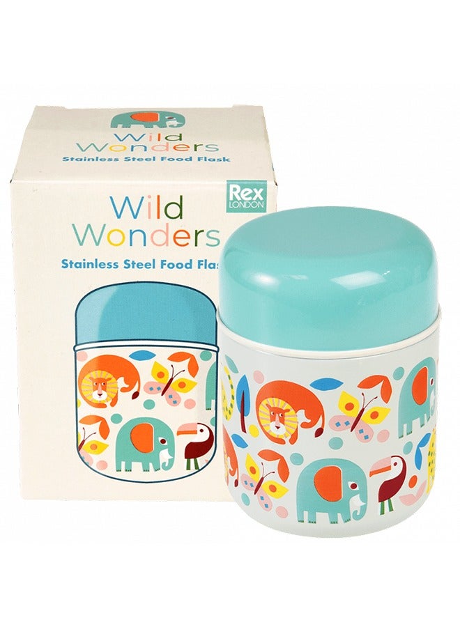 Rex London Wild Wonders Stainless Steel Food Flask – Insulated Thermos for Kids with Colorful Animal Print – Great for Hot Soup or Snacks - Image 5