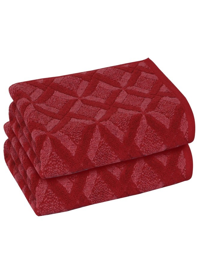 PREMIUS 2 Pack Geo Hand Towel, Bath Towel, and Bath Sheet, 100% Cotton Yarn Dyed, Lux Drying Experience, Great for Hands and Body, Perfect for Spa & Home Use (Burgundy, Hand Towel) - Image 1