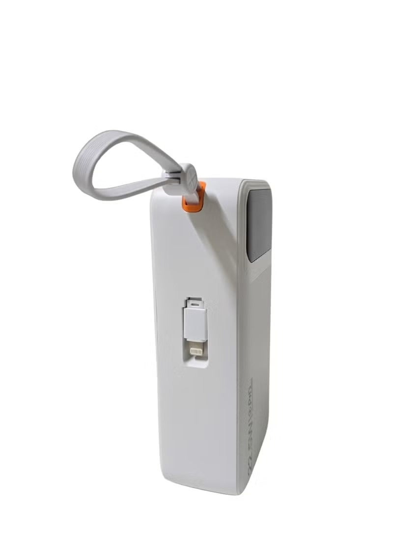 LEVINO Ultra-High Capacity 30000mAh Power Bank with 22.5W Super Fast Charging – 4 USB & 2 Type-C Ports, Smart Digital Display, Multi-Device Compatibility, Advanced Safety Features – Includes Type-C, Lightning & USB Cables – White - Image 4