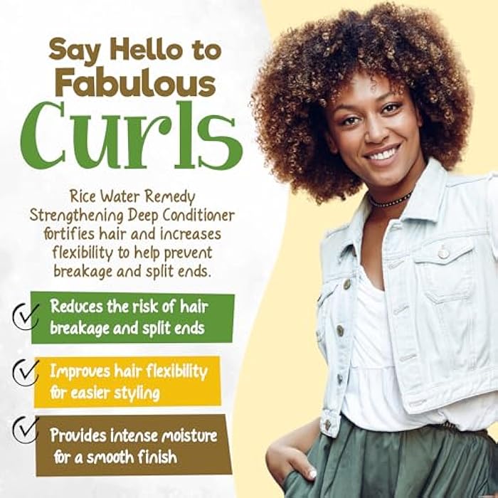 Curly Chic Rice Water Remedy Strengthening Condish - Ultra-Moisturizing, Protein-Balanced, Ayurvedic Herbs, Sulfate & Paraben-Free - Repairs & Protects Hair, Prevents Breakage & Split Ends - 8 fl oz - Image 2
