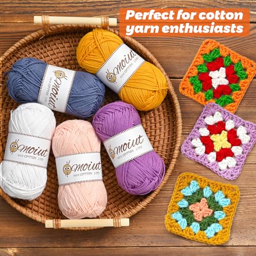 OMoiut 3 Pack Cotton Yarn for Crocheting, Baby Yarn for Crocheting Soft, 393yds / 5.29oz Fluffy Amigurumi Crochet Yarn, 5 Ply 100% Milk Cotton Yarn for Puzzle、Socks、Clothes(3 Pink) - Image 4