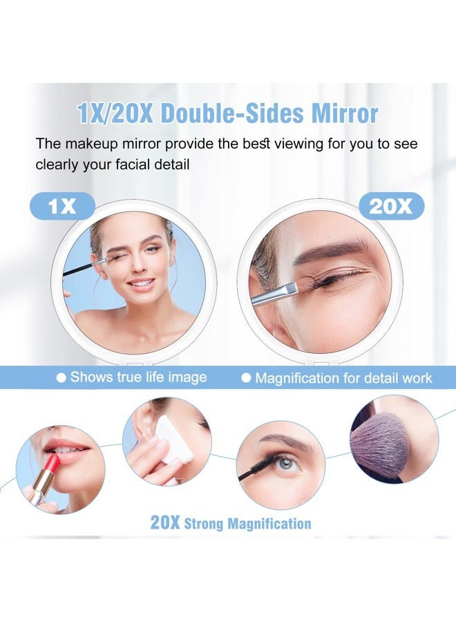 JMH 6Inch,20X Magnifying Mirror,Double-Sided Hand Held Mirror with 1X/20X Magnification,Foldable Makeup Mirror for Handheld/Stand,Use for Makeup Application,Tweezing,and Blackhead/Blemish Removal. - Image 2