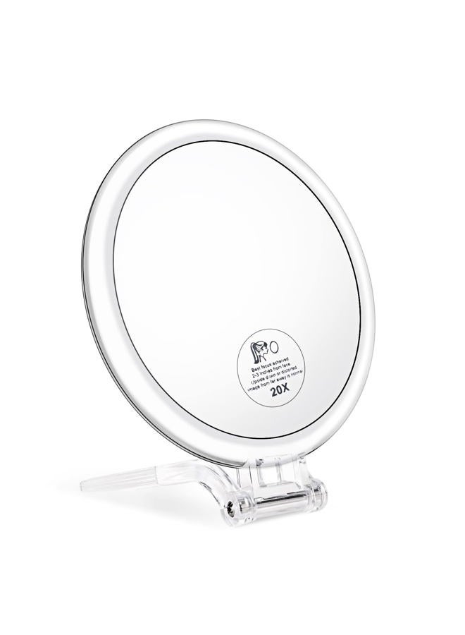 JMH 6Inch,20X Magnifying Mirror,Double-Sided Hand Held Mirror with 1X/20X Magnification,Foldable Makeup Mirror for Handheld/Stand,Use for Makeup Application,Tweezing,and Blackhead/Blemish Removal. - Image 1