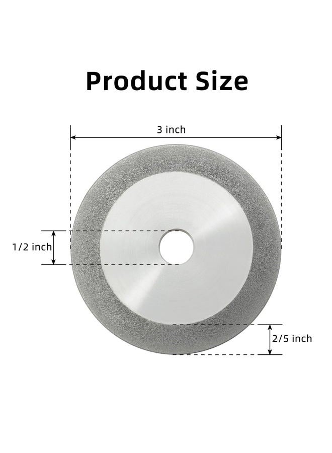 UF-SHARP 3 inch Flat Diamond Grinding Wheel 150 Grit, 1/2" Arbor, 10mm Wide for Grinding Tungsten,Carbide, Glass,Ceramic, Gem - Image 2