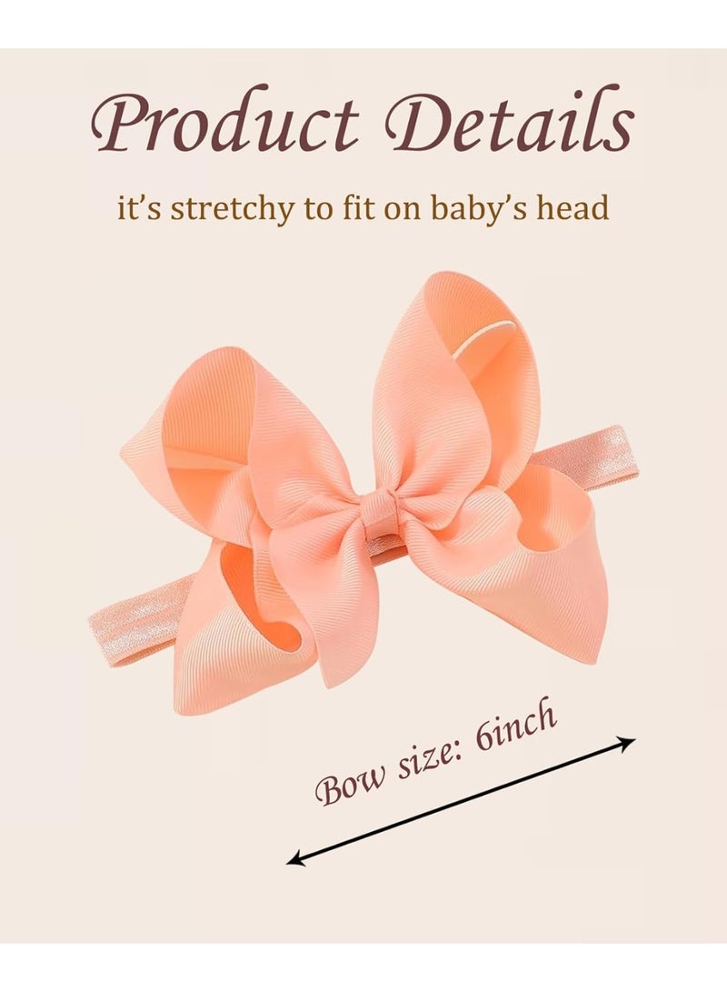 WillingTee Headbands 6 Inch 30 Colors Boutique Grosgrain Ribbon Hair Bows Big Baby Girls Bows Headbands for Baby Girls Infants Toddler Kids Teens and Children - Image 5