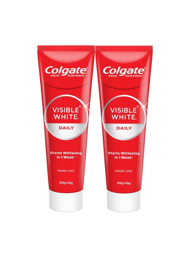 كولجيت معجون أسنان كولجيت فيزيبل وايت، تبييض الأسنان يبدأ في أسبوع واحد، آمن على المينا، معجون أسنان مزيل للبقع ونكهة النعناع لنفس منعش (200 جرام + 40 جرام، عبوة كومبو) - Image 1