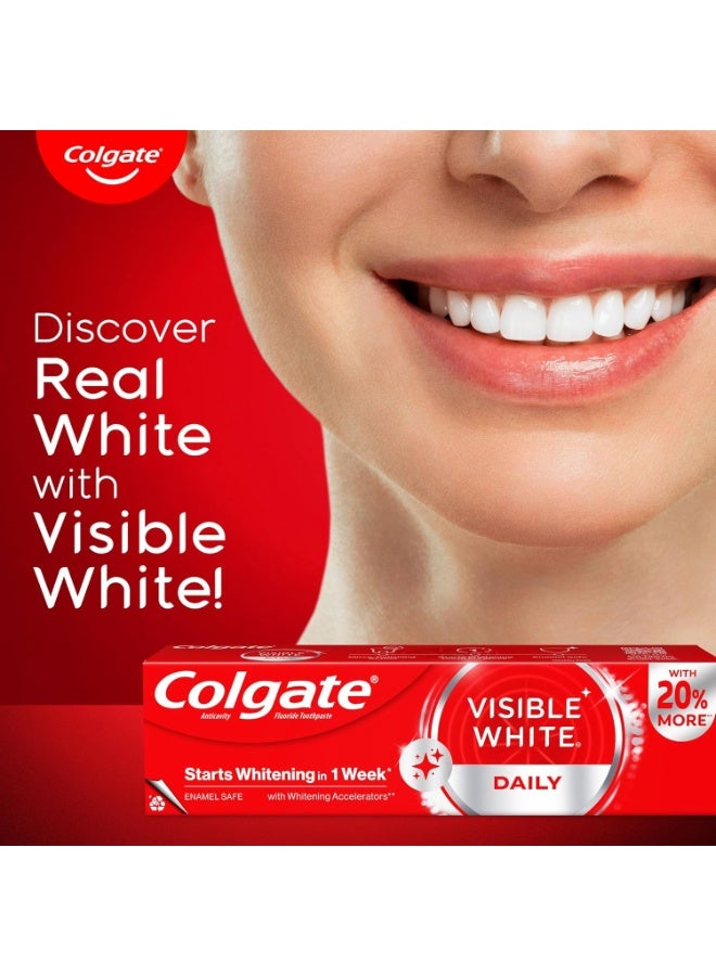كولجيت معجون أسنان كولجيت فيزيبل وايت، تبييض الأسنان يبدأ في أسبوع واحد، آمن على المينا، معجون أسنان مزيل للبقع ونكهة النعناع لنفس منعش (200 جرام + 40 جرام، عبوة كومبو) - Image 3