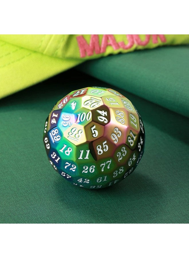 DNDND Rainbow D100 Metal Dice 50Mm Single 100 Sided Polyhedral Dice With Metal Case And Velvet Pouch For Table Game(Rainbow With Whitenumber) - Image 3