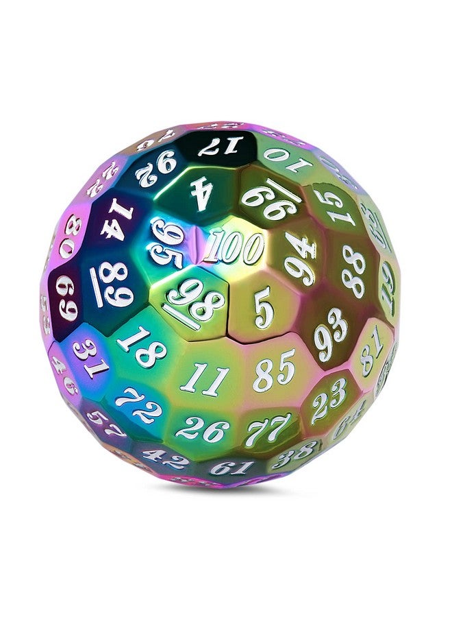 DNDND Rainbow D100 Metal Dice 50Mm Single 100 Sided Polyhedral Dice With Metal Case And Velvet Pouch For Table Game(Rainbow With Whitenumber) - Image 1