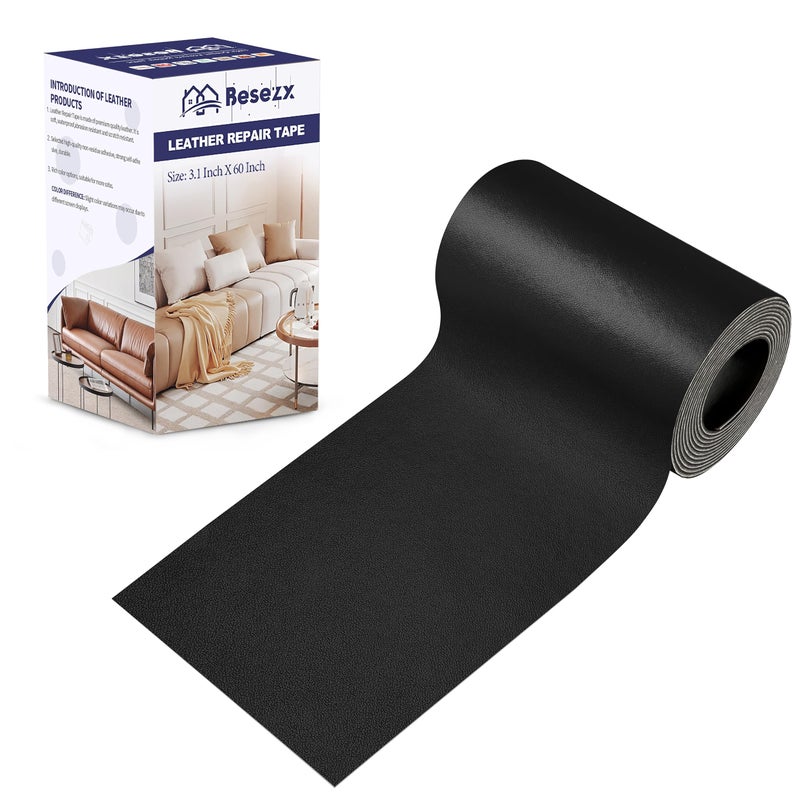 Besezx Leather Repair Patch Tape Kit Self Adhesive Leather Repair for Furniture Couch Sofa Car SeatsOffice ChairVinyl Repair Kit31inx60in  - Image 1