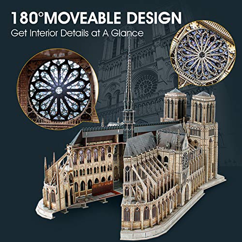 CubicFun 3D Puzzles for Adults Large Notre Dame de Paris 3D Puzzle HalfOpening Architecture Enjoy Interior Views Anniversary Puzzle 293 Pieces Valentine Gift - Image 5