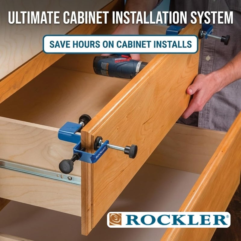 ROCKLER Cabinet Drawer Installation Clamps – Right, Left-Side Drawer, Cabinet Tools – Steel, Plastic Drawer Front - Front Woodworking Clamps for Easy, Fast Installation - Image 3