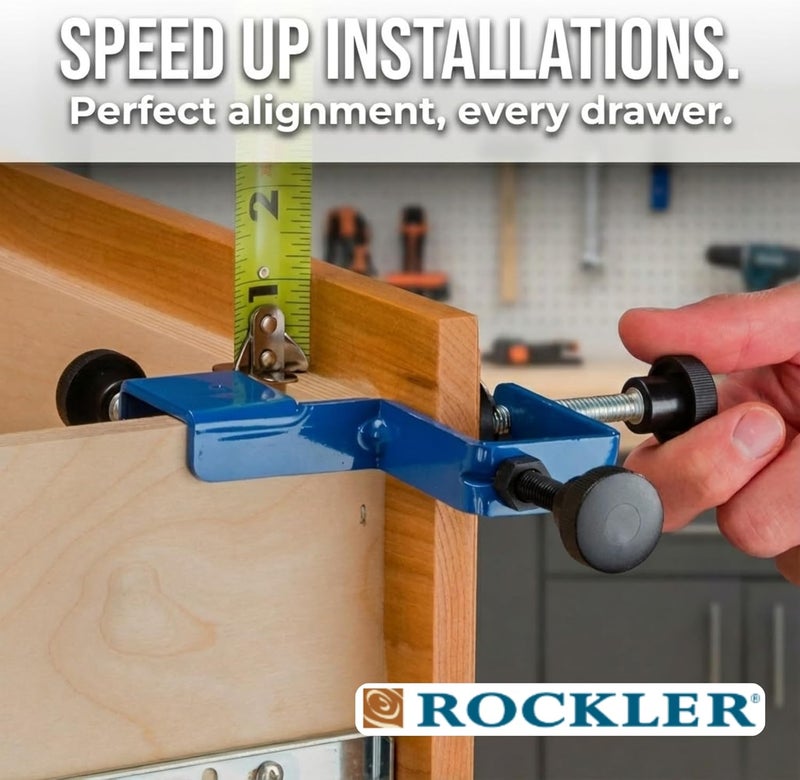 ROCKLER Cabinet Drawer Installation Clamps – Right, Left-Side Drawer, Cabinet Tools – Steel, Plastic Drawer Front - Front Woodworking Clamps for Easy, Fast Installation - Image 5