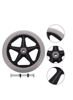 Captaintech 6 Inch Solid Black Caster Wheel Replacement Parts for Wheelchairs Rollators Walkers Disabled Anti-Slip Rubber Wheels Wheelchair Accessory Harness -for Automotive Truck RV Boat Motorcycle  - Image 2