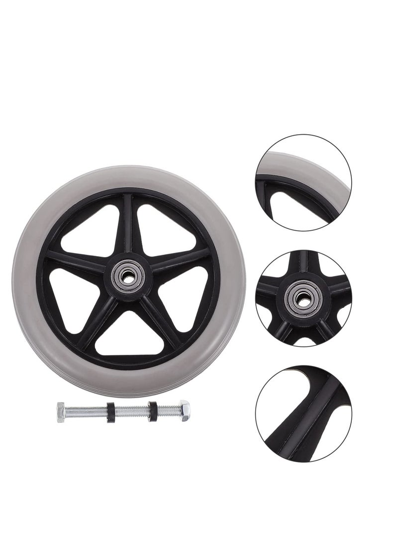 Captaintech 6 Inch Solid Black Caster Wheel Replacement Parts for Wheelchairs Rollators Walkers Disabled Anti-Slip Rubber Wheels Wheelchair Accessory Harness -for Automotive Truck RV Boat Motorcycle  - Image 2