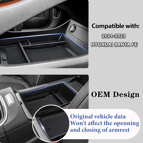 Neepiar Center Console Organizer Compatible with Hyundai Santa Fe 2021 2022 2023 & Santa Fe SEL 2022 2023 Armrest Storage Box Lower Center Console Tray Interior Accessories - Image 2