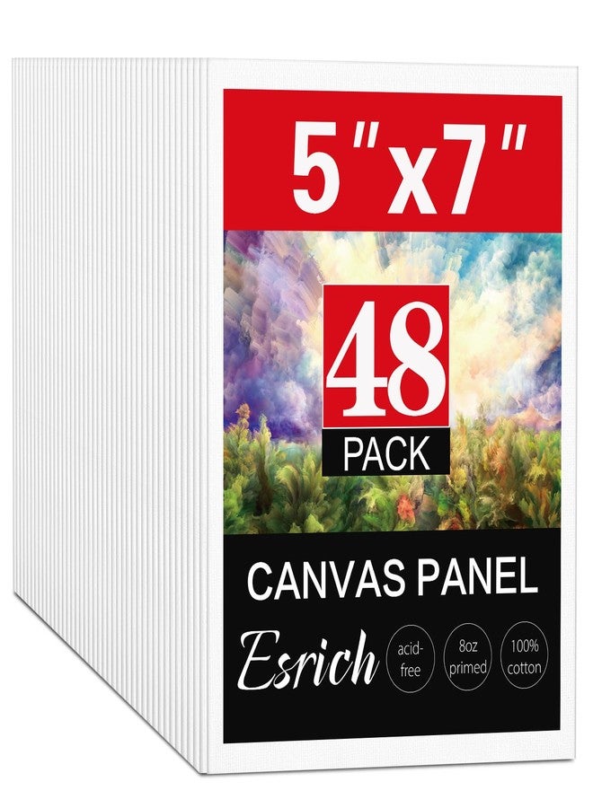 ESRICH Canvas Boards for Painting 5x7IN, 48 Pack Small Canvases for Painting Canvas Primed Acid-Free Blank Canvas Panels for Oil Paint, Watercolor, Acrylic Paint, Gouache & Tempera. - Image 1