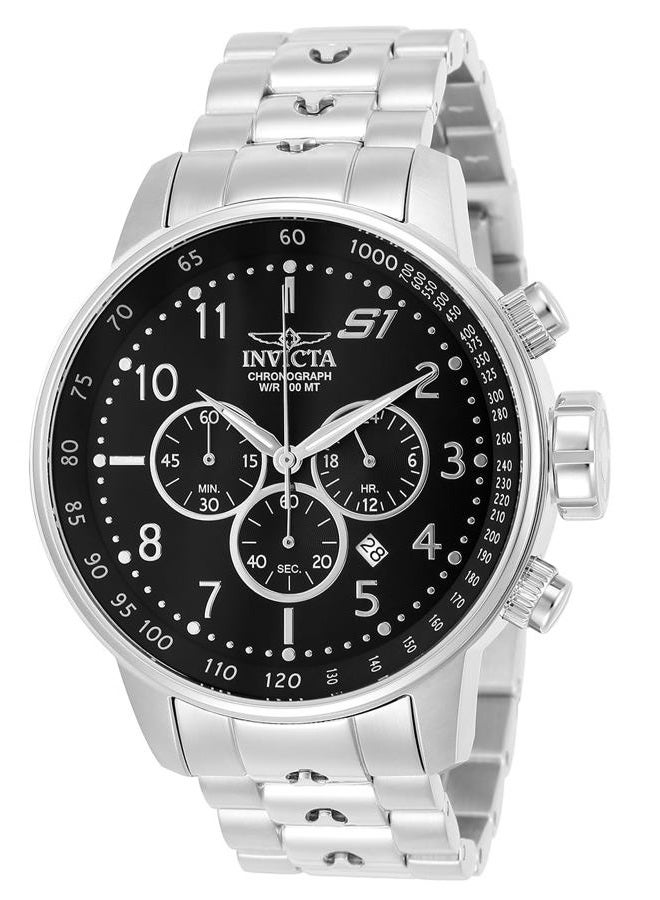 S1 Rally 23079 Men's Watch - Waterproof - Analogue - Quartz Movement - Stainless Steel with Black dial - 48mm