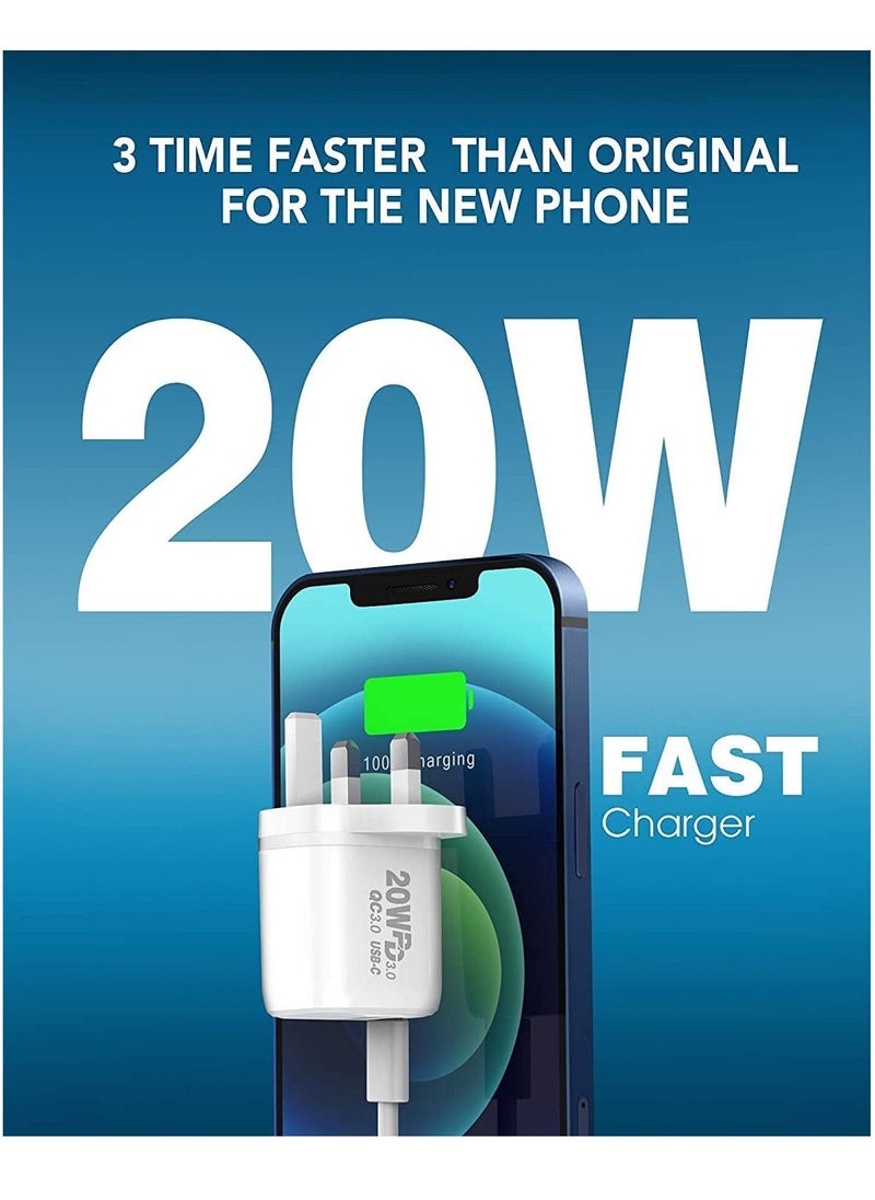 Phone Planet - 18W USB Fast Wall Charger Adapter Compatible with Apple iPhone 12/Pro/Max/Mini/SE/11/X XS, iPad Air/Pro, Galaxy S20/Note20/10, HUAWEI P40 White - Image 1