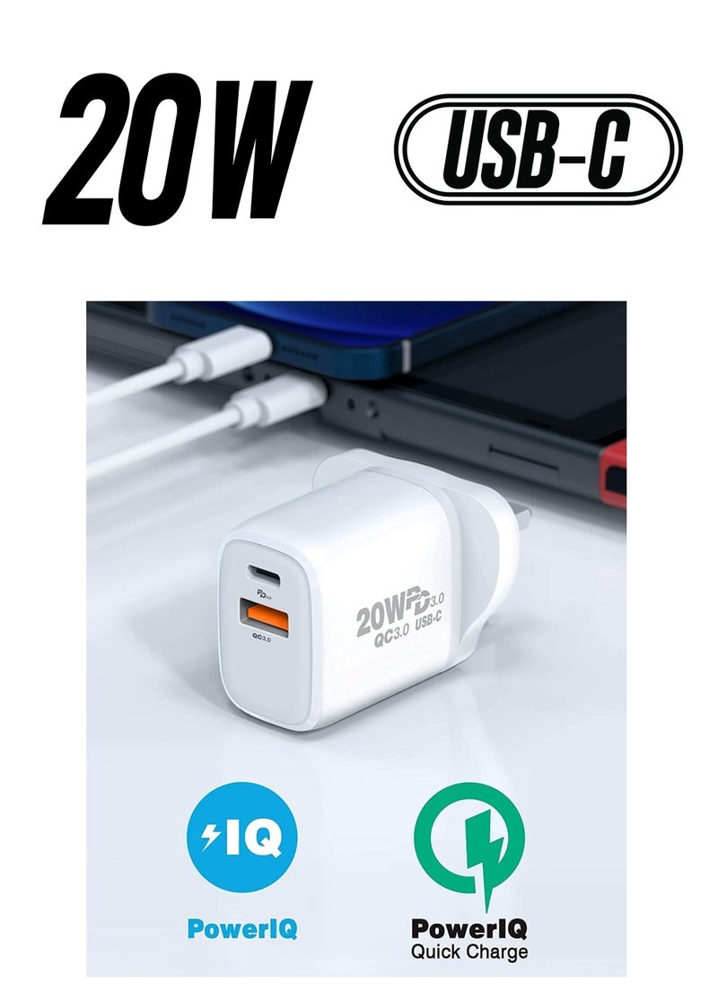 Phone Planet - 18W USB Fast Wall Charger Adapter Compatible with Apple iPhone 12/Pro/Max/Mini/SE/11/X XS, iPad Air/Pro, Galaxy S20/Note20/10, HUAWEI P40 White - Image 1