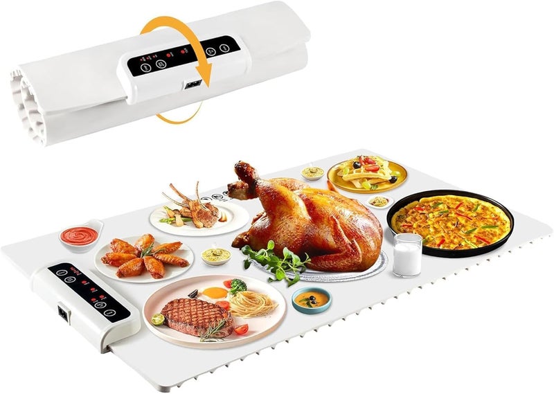 Descaler Electric Heating Tray Food Warmer Mat Large Silicone Foldable Full Surface Warming Tray with 3 Adjustable Temperature Time for Buffets Parties  - Image 1