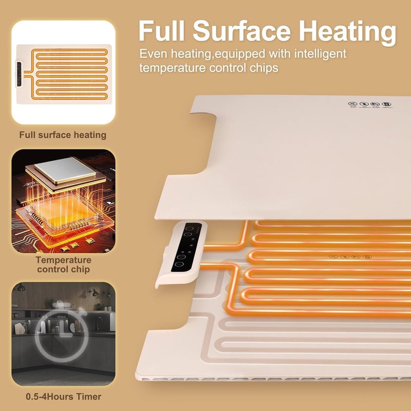 Descaler Electric Heating Tray Food Warmer Mat Large Silicone Foldable Full Surface Warming Tray with 3 Adjustable Temperature Time for Buffets Parties  - Image 3
