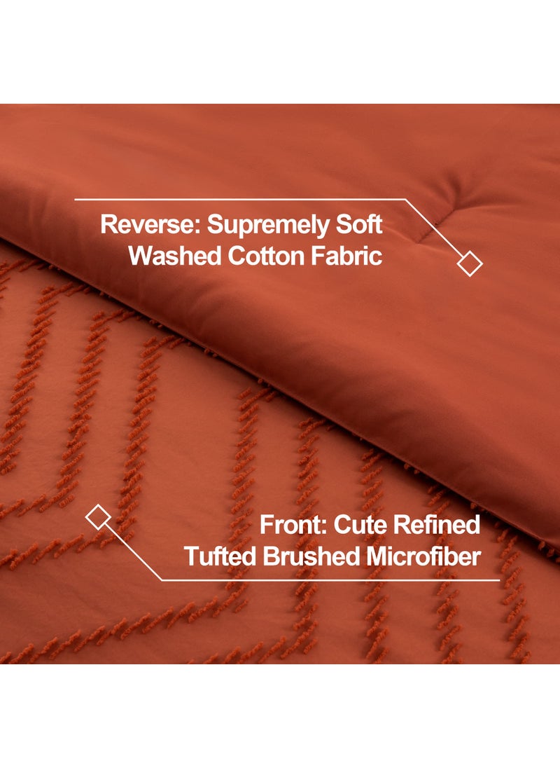 Litanika Litanika Burnt Orange Queen Comforter Set  Fall Boho Terracotta Lightweight Fluffy Bedding Comforter Set for Bed  3 Pieces Rust Down Alternative Comforter Bed Set Gift Choice  - Image 5