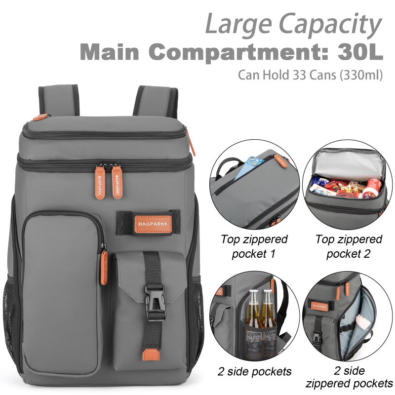 BAGPARKK Insulated Cooler Backpack,33 Cans Multifunctional Double Deck Leakproof Cooler Bag with Sternum Strap,Large Capacity Lightweight Travel Camping Beach Backpack Cooler Ice Chest for Men Women - Image 4