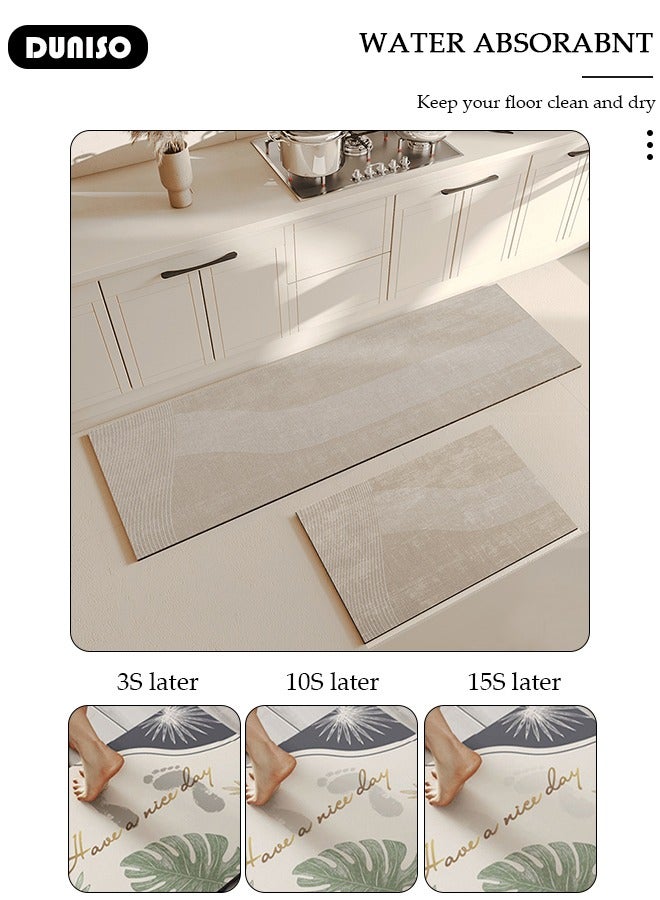 DUNISO Diatom Mud Bath Mat Set Bathroom Kitchen Rug Mat Extra Soft and Absorbent Bath Rugs Non-Slip Quick Drying Floor Bath Tub Mat for Bathroom Floor Tub and Shower 50*80CM+50*160CM  - Image 2